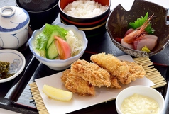 刺身付きカキフライ御膳