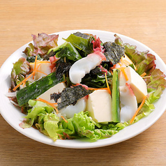 タコとたたき胡瓜の豆富サラダ