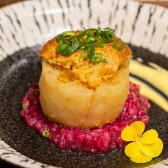 季節の青木野菜を使った揚げ出し辛子蓮根