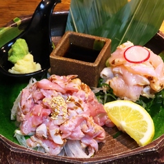 朝〆地頭鶏むね身・もも身たたき2種盛り