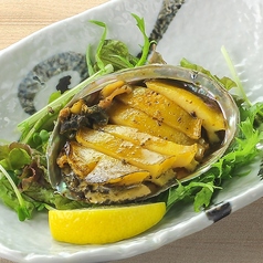 蒸しアワビの鉄板焼き