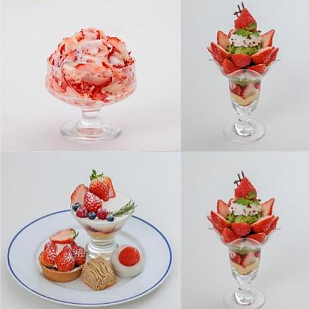5月まで色んな品種の苺を使ったデザートが楽しめます。