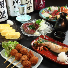 自家製つくね、旬の鮮魚刺し