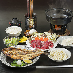 【ホッケ焼きとすき焼き定食セット】肉厚のホッケと濃厚なすき焼きを両方どうぞ♪2500円(税込)