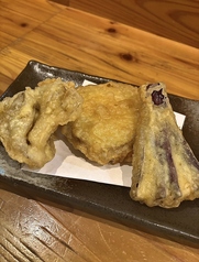 秋野菜の天ぷら3種盛り(舞茸、サツマイモ、ナス)