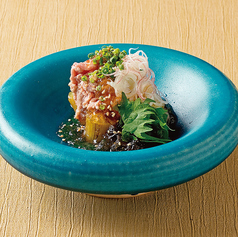 牛しゃぶと焼き茄子 香味出汁ジュレ掛け