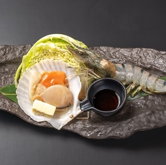 県産野菜とエビ・ホタテバター焼