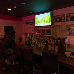 お一人様や少人数でのご利用に最適なカウンター席です。スタッフとの会話を楽しんだり、目の前でドリンクの準備を見たりできる特等席◎シックな照明の下、ゆっくりと一杯を傾ける大人の時間をお過ごしください。