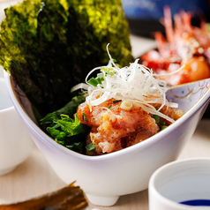 魚介出汁香るとびっこ葱とろたく　韓国海苔巻き