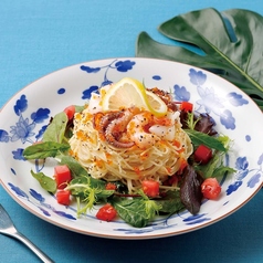 シーフードと塩麹レモンの冷製パスタ