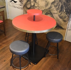 赤い丸テーブルです。