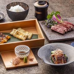 宮崎牛ステーキと国産うなぎ相盛り御膳