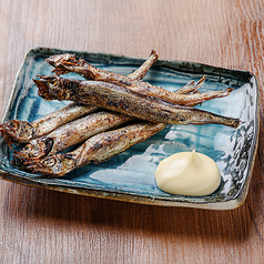 燻製カラフトししゃも炙り/甘海老の唐揚げ/長いも鉄板焼き 各