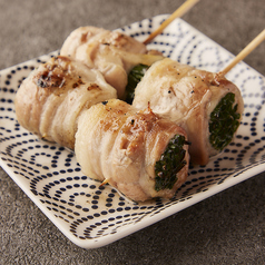 【野菜巻き串】ミニトマト、長ネギ、エリンギ、うずら、エリンギ、長芋、アスパラ、梅紫蘇、おくら 各