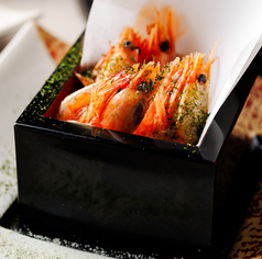 青海苔香る甘エビの唐揚げ山葵塩添え