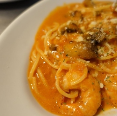 海老とキノコのトマトパスタ