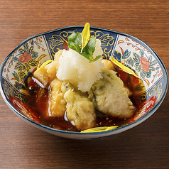 牡蠣と筍の揚げ出し新玉ねぎおろし