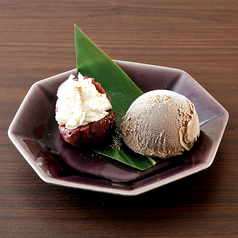 生クリームおはぎとほうじ茶アイス
