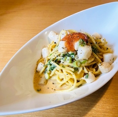 貝の小柱と明太子のクリームパスタ