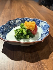 フルーツトマト 菜の花 黄身酢かけ