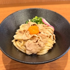 <さくらポーク>月見肉ぶっかけうどん