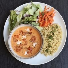 Shrimp and tomato cream soup/with butter rice