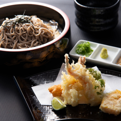 季節の天ぷら盛り合わせときた山膳 ざるそば・かけそば