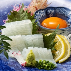 イカ薄造り月見醤油
