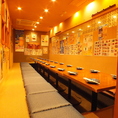 【大宴会も可】最大28名様までOKのゆったり掘りごたつ席は会社宴会や打ち上げ等にオススメです！