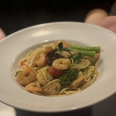 小エビと野菜のペペロンチーノ