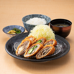 巻きかつ定食(梅しそ・アスパラ・チーズ)