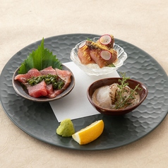 鮮や刺身三種盛り合わせ