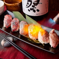 当店の肉寿司は6種ほどの豪華ラインナップ♪