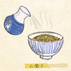 三杯目は薬味の上から熱いダシをかけて「茶漬風」に