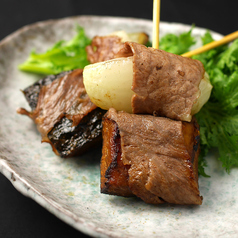 栗南瓜と玉葱と焙じ茶塩の肉巻き野菜串