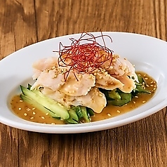 蒸し鶏ときゅうりの香味胡麻ソース