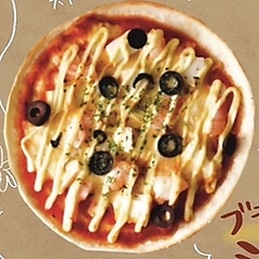 ブラックオリーブとトマトのシーフードピザ