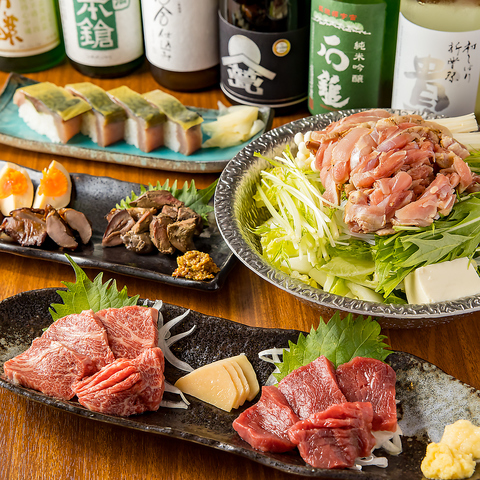 大国町駅より徒歩6分の好アクセス◎名物すっぽん地鶏鍋と最高級馬刺しを味わう。