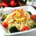料理メニュー写真 エビと鎌倉野菜のクリームパスタ　  Shrimp and Veg. Cream Spaghetti　ディナーセット