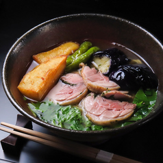 河内鴨ロースと揚げ野菜の付け汁蕎麦