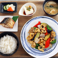 野菜と鶏の甘酢定食