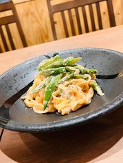 アスパラと明太子のクリームパスタ