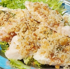 鶏肉、梅、大葉のパン粉焼き