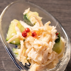 きゅうりと蒸し鶏の冷製 ネギソース