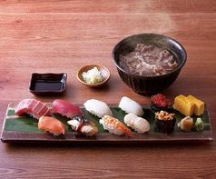 寿司〈上〉と和牛うどん