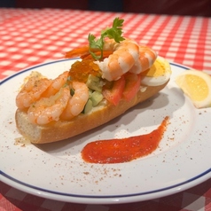 <Shrimp and salmon roe Smorrebrod>エビとイクラのスモーブロー