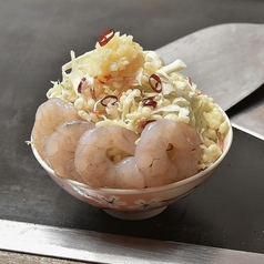 海老たっぷりペペロンチーノもんじゃ