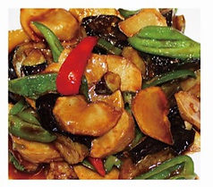 ジャガイモ・ナス・豚肉・ピーマン炒め