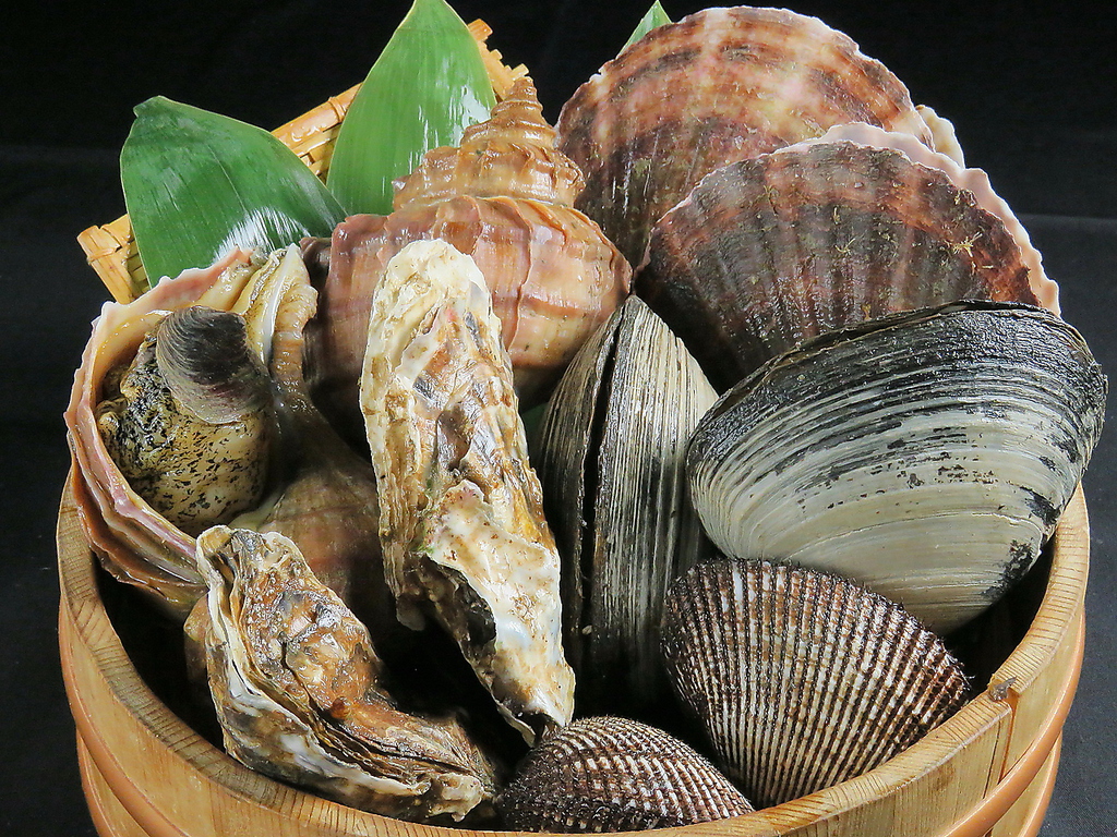 ツブや北寄、赤貝など新鮮な貝をお造りでご用意！盛合せもご用意致します！＊入荷時のみ