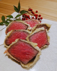 和牛いちぼ肉の天ぷらトリュフの香りでの写真